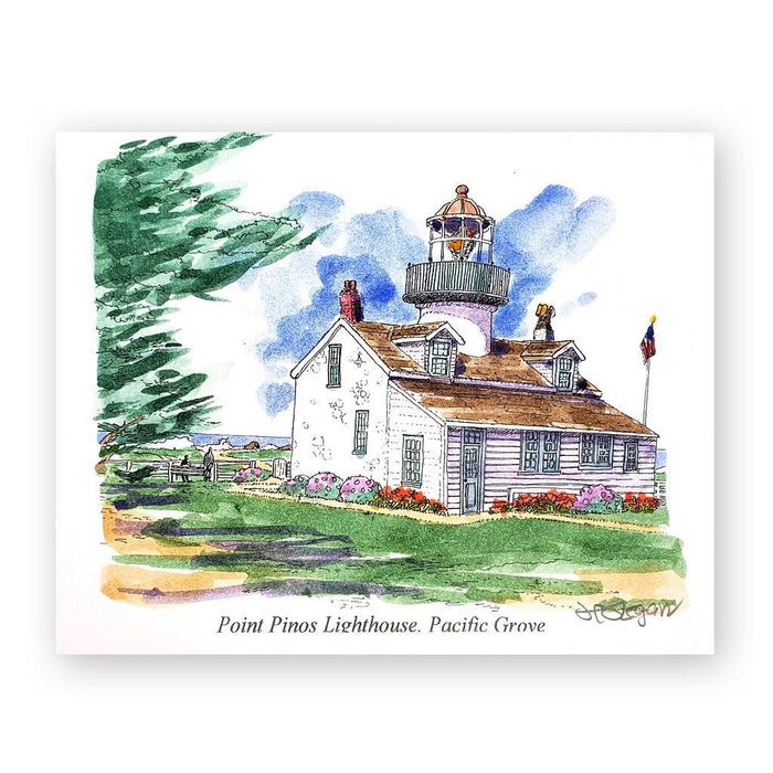 H.J. Legan Point Pinos Lighthouse Greeting Card