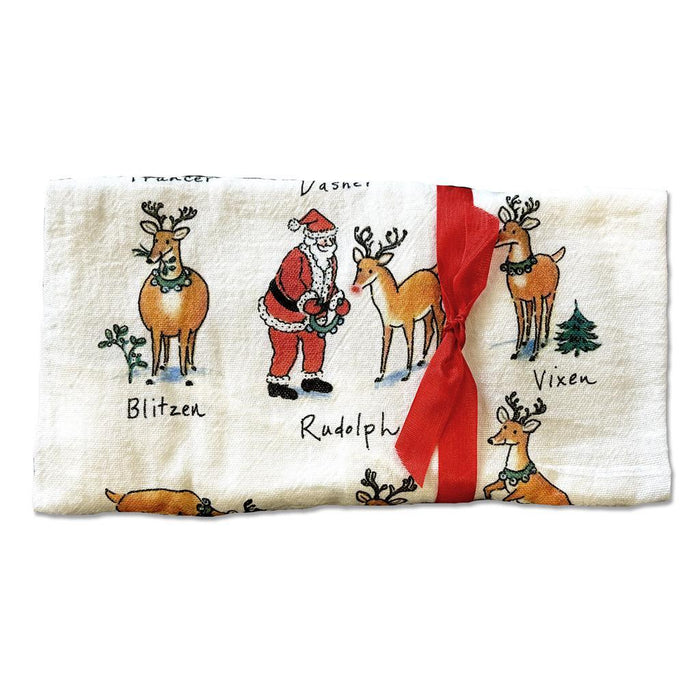Santa's Reindeer Flour Sack Towel