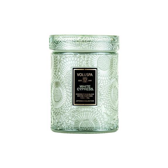 White Cypress Small Glass Candle