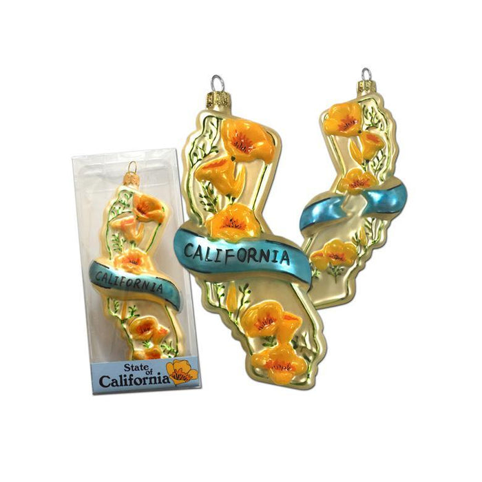 California State with Poppies Ornament