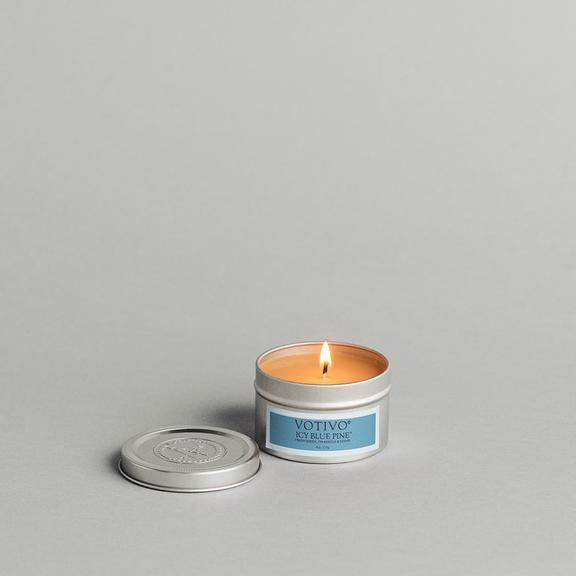 Icy Blue Pine Travel Candle